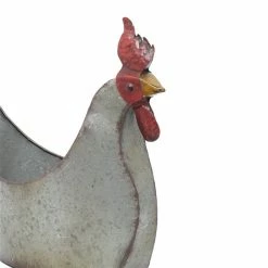 Promo ⭐ Grayson Lane 12-in x 16-in Grey Metal Farmhouse Chicken Planter 🎁 -GRAYSON LANE Sales 2022 330942296 AlternateImage3 l