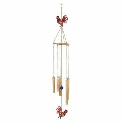 Cheapest 😉 Grayson Lane 37-in Gold Metal Red Rooster Wind Chime with Sequined Details 🎁