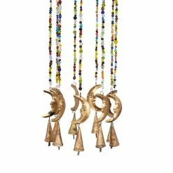 New ⌛ Grayson Lane 19-in Gold Metal Crescent Moon Wind Chime with Multicoloured Glass Beads 🔔 -GRAYSON LANE Sales 2022 330942327 AlternateImage3 l
