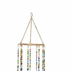 New ⌛ Grayson Lane 19-in Gold Metal Crescent Moon Wind Chime with Multicoloured Glass Beads 🔔 -GRAYSON LANE Sales 2022 330942327 AlternateImage4 l