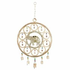 Deals ⌛ Grayson Lane 27-in Gold Textured Metal Elephant Wind Chime 👏
