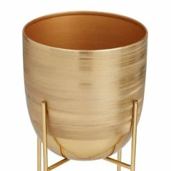 Buy 😍 Grayson Lane 6-in x 12-in Gold Iron Modern Planters - Set of 2 🌟 -GRAYSON LANE Sales 2022 330942334 AlternateImage4 l
