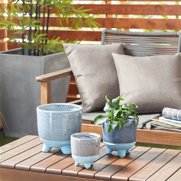 Cheapest 🎁 Grayson Lane 7 3/4-in x 7 1/2-in Blue Ceramic Contemporary Planters - Set of 3 ✔️ 2 Cheapest 🎁 Grayson Lane 7 3/4-in x 7 1/2-in Blue Ceramic Contemporary Planters - Set of 3 ✔️ - Image 2