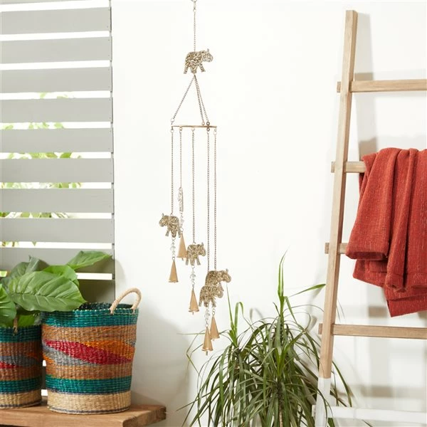 Deals 🤩 Grayson Lane 39-in Gold Metal Beaded Baby Rhino Wind Chime with White Glass Beads 🔥 2 Deals 🤩 Grayson Lane 39-in Gold Metal Beaded Baby Rhino Wind Chime with White Glass Beads 🔥 - Image 2