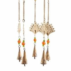 Best deal 🎉 Grayson Lane 30-in Eclectic Gold Metal Wind Chime with Dangling Peacock Tails 👍 -GRAYSON LANE Sales 2022 330942361 AlternateImage3 l
