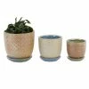 Best Sale 🥰 Grayson Lane 7 3/4-in x 7 1/2-in Blue Stoneware Contemporary Planters - Set of 3 🎉