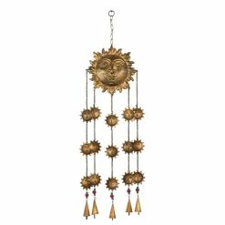 Coupon ✔️ Grayson Lane 37-in Bohemian Gold Metal Sunface Wind Chime 🌟