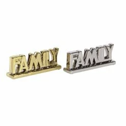 Outlet ⌛ Grayson Lane Glam Silver/Gold Porcelain Family Sign Tabletop Decoration - Set of 2 🧨