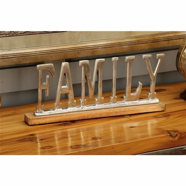Discount 🧨 Grayson Lane Glam Silver Metal and Wood Family Sign Tabletop Decoration ✨ 2 Discount 🧨 Grayson Lane Glam Silver Metal and Wood Family Sign Tabletop Decoration ✨ - Image 2