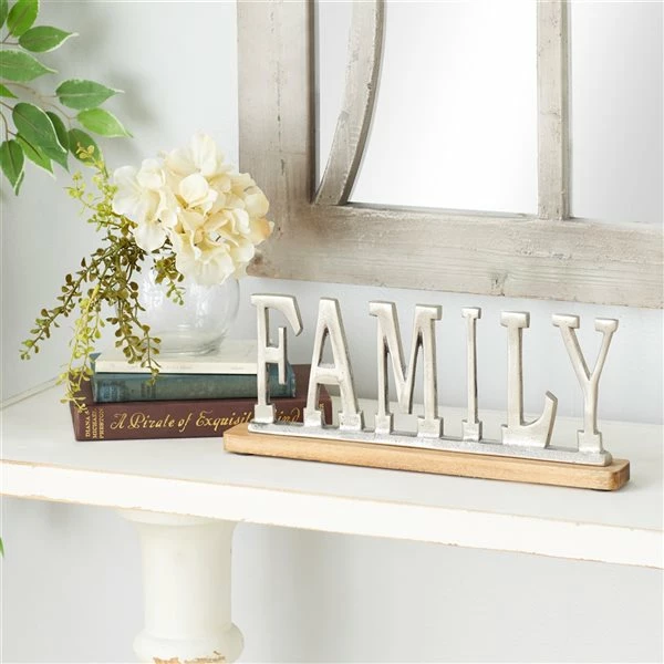 Discount 🧨 Grayson Lane Glam Silver Metal and Wood Family Sign Tabletop Decoration ✨ 3 Discount 🧨 Grayson Lane Glam Silver Metal and Wood Family Sign Tabletop Decoration ✨ - Image 3