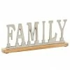 Discount 🧨 Grayson Lane Glam Silver Metal and Wood Family Sign Tabletop Decoration ✨