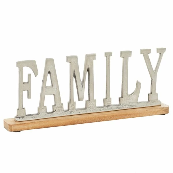 Discount 🧨 Grayson Lane Glam Silver Metal and Wood Family Sign Tabletop Decoration ✨ 1 Discount 🧨 Grayson Lane Glam Silver Metal and Wood Family Sign Tabletop Decoration ✨