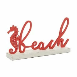 Cheapest 🎉 Grayson Lane Coastal Red Iron/Wood Beach Sign Tabletop Decoration ✨