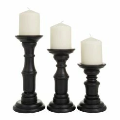Best Sale β¨ Grayson Lane 1-Candle Black Wood Pillar Candle Holders - 3-Pack π