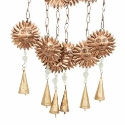 Buy 🎉 Grayson Lane 35-in Gold Metal Sunface Wind Chime with Marble Glass Beads ⭐ -GRAYSON LANE Sales 2022 330942456 AlternateImage4 l