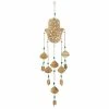 Deals 👏 Grayson Lane 32-in Gold Wood Hamsa Hand Wind Chime with Blue Beads 👍