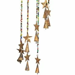 Discount ✨ Grayson Lane 26-in Gold Metal Stars Wind Chime with Bells and Multicoloured Beads 🎁 -GRAYSON LANE Sales 2022 330942482 AlternateImage3 l