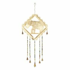 Deals 🎉 Grayson Lane 30-in Bohemian Gold Metal Elephant Wind Chime ✔️