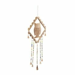 Buy ⭐ Grayson Lane 29-in Gold Metal Owl Wind Chime with Cone-Shaped Wind Catchers ⭐ -GRAYSON LANE Sales 2022 330942501 AlternateImage5 l