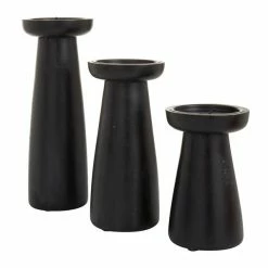 Best Sale 💯 Grayson Lane 1-Candle Black Wood Pillar Candle Holders - 3-Piece ❤️ -GRAYSON LANE Sales 2022 330942514 AlternateImage5 l