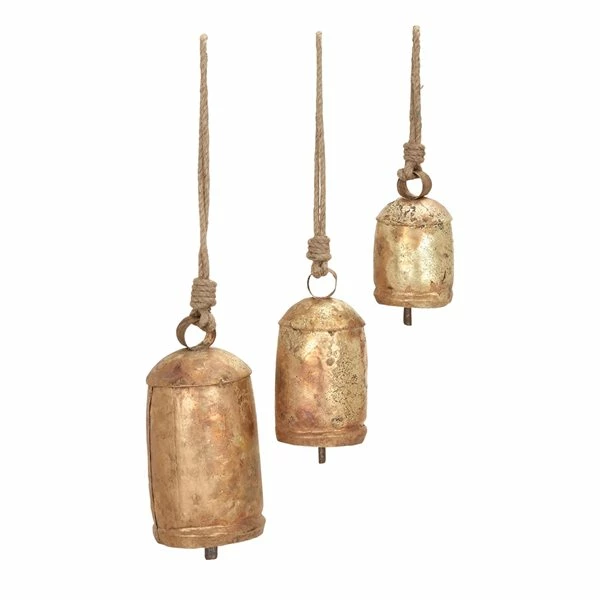 New π Grayson LaneΒ 22-in Contemporary Gold Metal Chestnuts and Bells Wind Chime with Rope Hangers - Set of 3 π 1 New π Grayson LaneΒ 22-in Contemporary Gold Metal Chestnuts and Bells Wind Chime with Rope Hangers - Set of 3 π