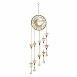 Buy 🥰 Grayson Lane 41-in Cream Wood Crescent Moon and Stars Wind Chime with Triangular Bells ✨