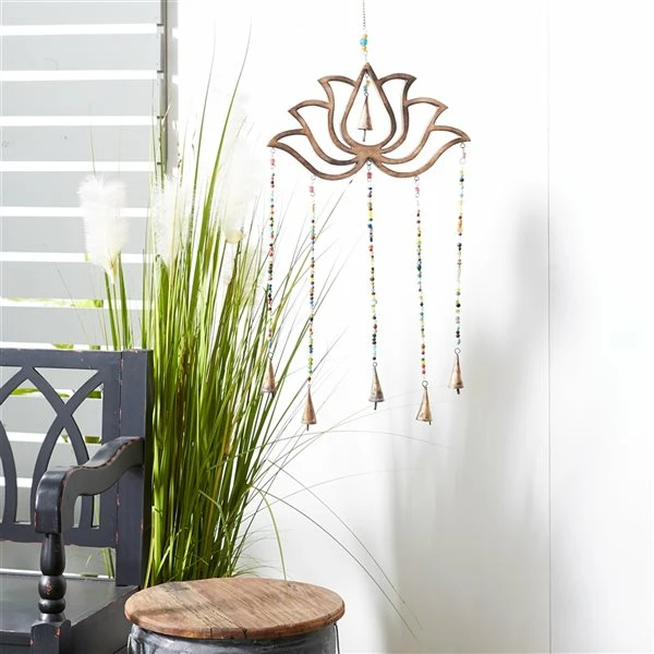Wholesale π Grayson LaneΒ 30-in Gold Wood Lotus Flower Wind Chime with Multicoloured Glass Beads π 2 Wholesale π Grayson LaneΒ 30-in Gold Wood Lotus Flower Wind Chime with Multicoloured Glass Beads π - Image 2