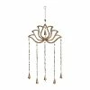 Wholesale 😉 Grayson Lane 30-in Gold Wood Lotus Flower Wind Chime with Multicoloured Glass Beads 👏