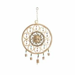 Budget 🛒 Grayson Lane 27-in Gold Metal Sunface Wind Chime 🔥
