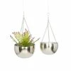 Discount 🌟 Grayson Lane 9-in x 6-in Silver Metal Glam Hanging Planters - Set of 2 😍