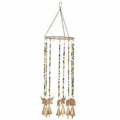 Best Pirce ✨ Grayson Lane 26-in Gold Metal Elephant Wind Chime with Bells and Multicoloured Glass Beads ❤️