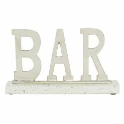 Buy ⌛ Grayson Lane Modern white/Silver Terrazzo Bar Sign Tabletop Decoration ✨