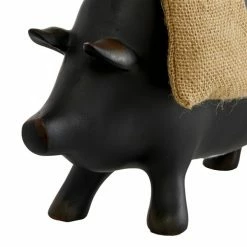 Best Sale ❤️ Grayson Lane Farmhouse Black Resin/Stone Pig Blackboard with Burlap Bag and Chicken Sculpture Tabletop Decoration 🎁 -GRAYSON LANE Sales 2022 330942573 AlternateImage5 l