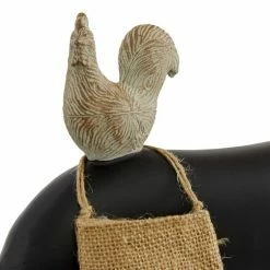 Best Sale ❤️ Grayson Lane Farmhouse Black Resin/Stone Pig Blackboard with Burlap Bag and Chicken Sculpture Tabletop Decoration 🎁 -GRAYSON LANE Sales 2022 330942573 AlternateImage6 l