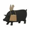 Best Sale ❤️ Grayson Lane Farmhouse Black Resin/Stone Pig Blackboard with Burlap Bag and Chicken Sculpture Tabletop Decoration 🎁