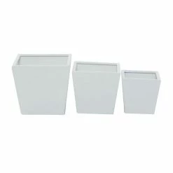 Cheap ⭐ Grayson Lane 8-in x 7-in White Iron Modern Planters - Set of 3 ✔️
