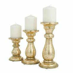 Wholesale 🔥 Grayson Lane 1-Candle Gold Wood Pillar Candle Holders - Set of 3 😀 -GRAYSON LANE Sales 2022 330942587 AlternateImage5 l