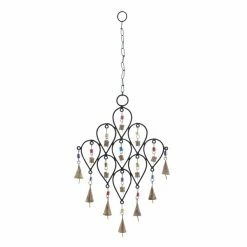 Coupon 👍 Grayson Lane 24-in Bohemian Black Metal Reversed Teardrop with Bells Wind Chime 🔥