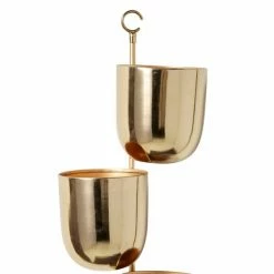 Hot Sale 🔥 Grayson Lane 12-in x 25-in Gold Metal Contemporary Hanging Planter 👏 -GRAYSON LANE Sales 2022 330942636 AlternateImage4 l