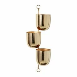 Hot Sale 🔥 Grayson Lane 12-in x 25-in Gold Metal Contemporary Hanging Planter 👏