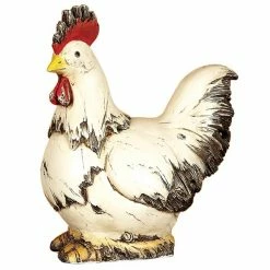 New 🛒 Grayson Lane 12-in H x 11-in W White Rooster Garden Statue 🎉