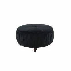 Best Pirce ❤️ Grayson Lane 18-in x 35-in Glam Black Polyester Round Ottoman 🎁 -GRAYSON LANE Sales 2022 330944705 AlternateImage3 l