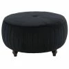 Best Pirce ❤️ Grayson Lane 18-in x 35-in Glam Black Polyester Round Ottoman 🎁