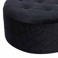 New 😀 Grayson Lane Glam Grey Velvet Round Ottomans - Set of 4 ✔️ -GRAYSON LANE Sales 2022 330944723 AlternateImage4 l