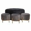 New 😀 Grayson Lane Glam Grey Velvet Round Ottomans - Set of 4 ✔️