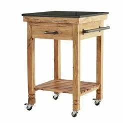 Cheapest ⭐ Grayson Lane Brown Granite Base with Granite Top Kitchen Carts - 42.15-in x 29.75-in 😍