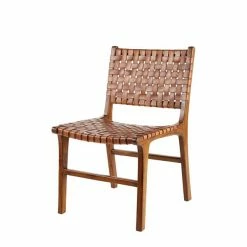 Best Pirce ๐ Grayson Lane Brown Leather and Teak Contemporary Dining Chair ๐