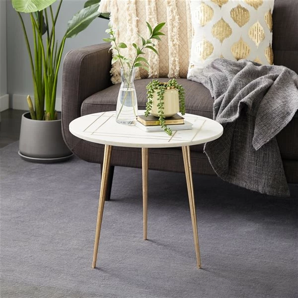 Brand new 🛒 Grayson Lane White Stone Round End Table 👍 2 Brand new 🛒 Grayson Lane White Stone Round End Table 👍 - Image 2