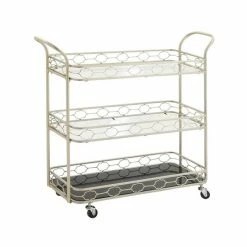 Deals 😀 Grayson Lane Stainless Steel Metal Base with Mirror Top Kitchen Carts - 17-in x 18.2-in 🎉