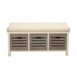 Flash Sale 👍 Grayson Lane 20-in x 42-in Country White Storage Bench 😉
